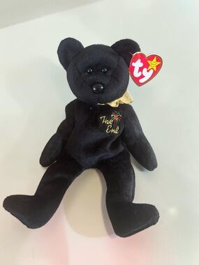 Ty Beanie Baby The End Bear Black Plush w/ Tag Retired Collectible